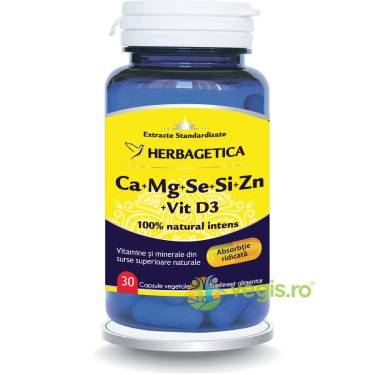 Complex Forte (Ca+Mg+Se+Si+Zn) Cu Vitamina D3 2000UI 30Cps