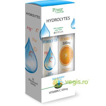Pachet Hydrolytes 20tb efervescente + Vitamina C 500mg 20tb efervescente