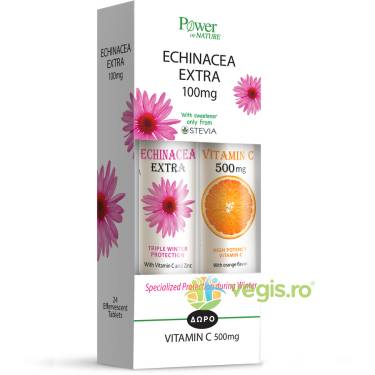 Pachet Echinacea Extra 24tb efervescente + Vitamina C 500mg 20tb efervescente